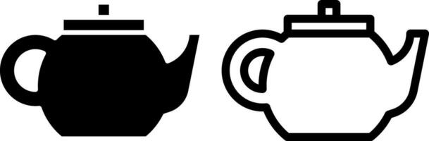 teapot icon, sign, or symbol in glyph and line style isolated on transparent background. Vector illustration