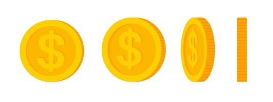illustration design of collection of dollar coins from different perspectives vector