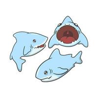 Cute shark cartoon illustration design . Cartoon childen book concept vector