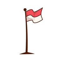 Printred and white flag design flying on the flagpole. indonesia independence day theme vector