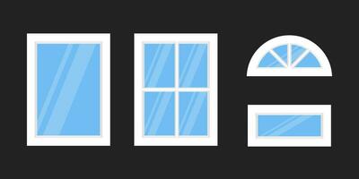 realistic cartoon windows set vector design