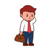 illustration design of a businessman thinking while holding a bag vector