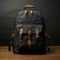 AI generated black backpack mockup template, generative ai photo