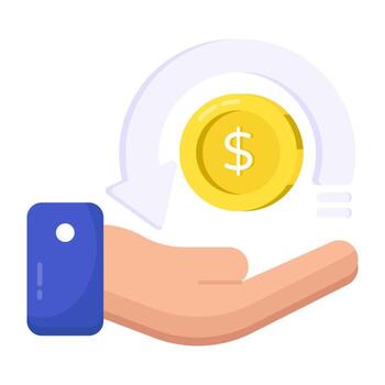 Conceptual flat design icon of money return vector