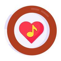 Conceptual flat design icon of love music vector