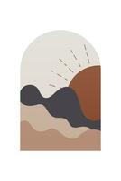 Abstract Landscape Art Poster. Mid Century Background Illustration vector