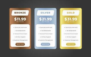 Vector modern pricing table design template