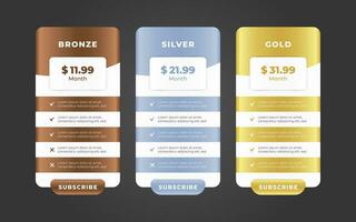 Vector modern pricing table design template