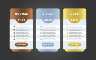 Vector modern pricing table design template