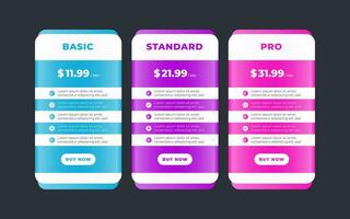 Vector modern pricing table design template