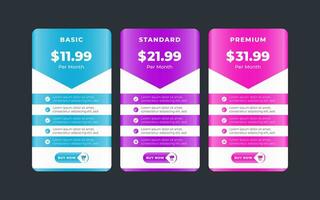 Vector modern pricing table design template