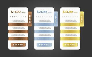 Vector modern pricing table design template