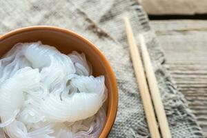 Bowl of shirataki noodles photo