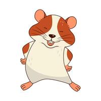 Cute orange and white hamster isolated on white background. Vector flat illustration.