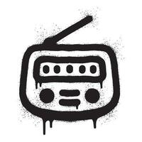 Radio graffiti drawn with black spray paint vector