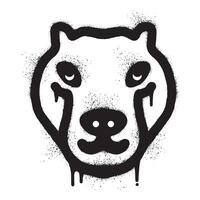 cara de un polar oso dibujado con negro rociar pintar vector