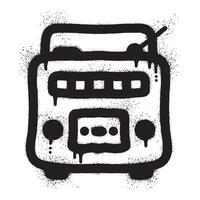 Radio graffiti drawn with black spray paint vector