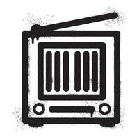 Radio graffiti drawn with black spray paint vector