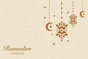 ramadan kareem greeting card with stars and lanterns vector illustration