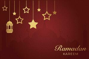 Ramadán kareem saludo tarjeta con oro y púrpura antecedentes vector