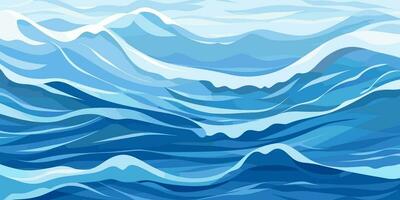 Blue ripples and water splashes waves surface flat style design vector illustration.