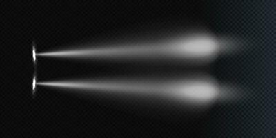 Car headlight top view concept isolated on a dark, transparent background. vector