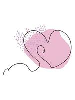 a pink heart with a line drawing of a mouse vector