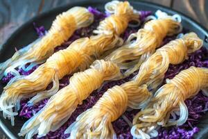 Konnyaku noodles with red cabbage photo