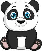 ilustración de un linda dibujos animados panda sentado vector