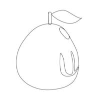 Continuous one line drawing of a pomegranate. Vector illustration
