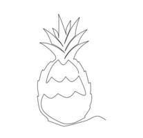 Pineapple single continuous line drawing for food and nature tropical fruit design element vector