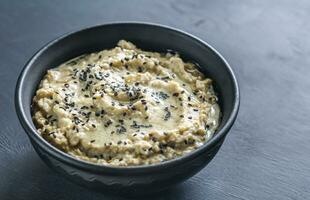 Bowl of baba ghanoush photo