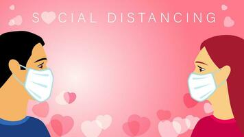 Valentine's Day Social distancing concept vector