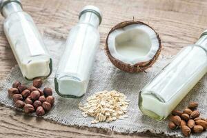 Different types of non-dairy milk photo