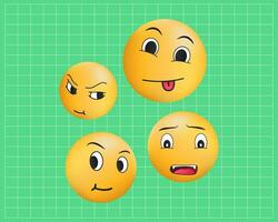 Emoji 3d gradient funny face vector