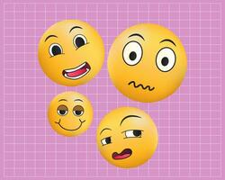 Emoji 3d gradient funny face vector