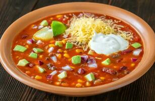 Bowl of taco soup photo