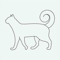 One line hand drawn cat outline vector illustration