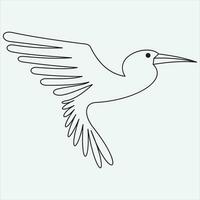 one line hand drawn heron outline vector illustration art