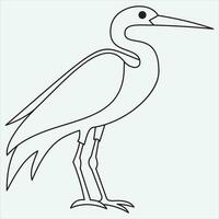 one line hand drawn heron outline vector illustration art