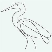 Continuous line hand drawing vector illustration heron art