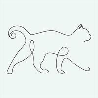 Continuous line hand drawing vector illustration cat art