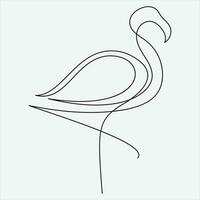 Continuous line hand drawing vector illustration heron art