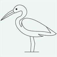 one line hand drawn heron outline vector illustration art