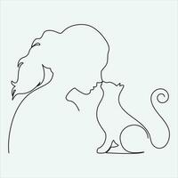 Continuous line hand drawing vector illustration cat art