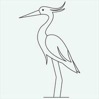 one line hand drawn heron outline vector illustration art