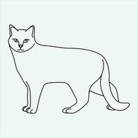 uno línea mano dibujado gato contorno vector ilustración