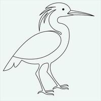 one line hand drawn heron outline vector illustration art