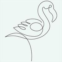 Continuous line hand drawing vector illustration heron art