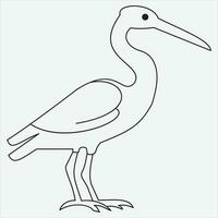 one line hand drawn heron outline vector illustration art